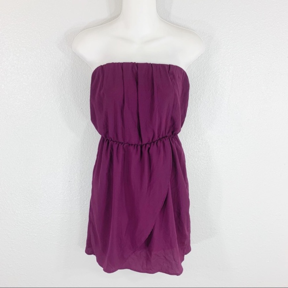 Lush purple tulip hem strapless dress